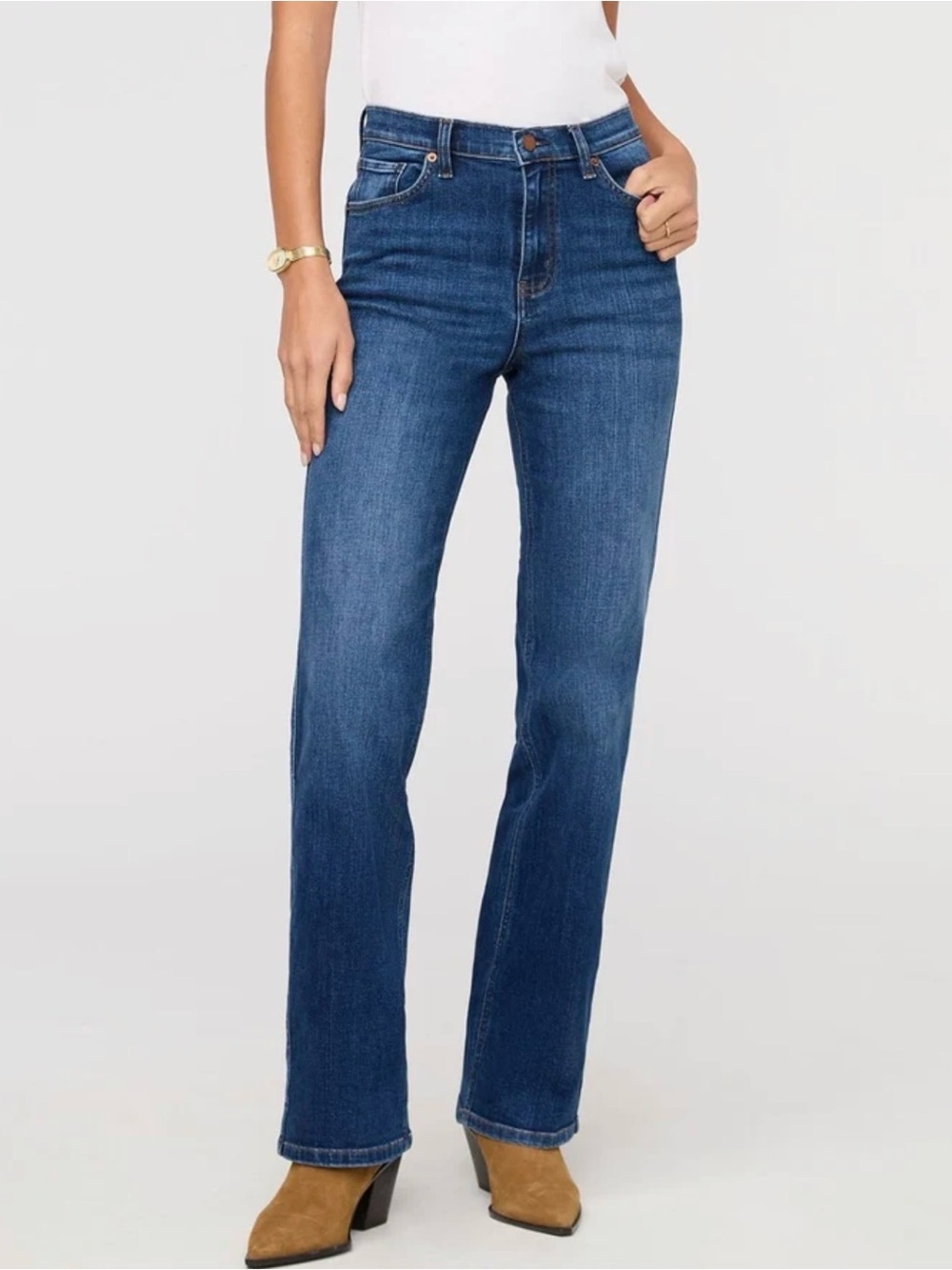 High-Rise Straight Leg Jeans in Dark Blue